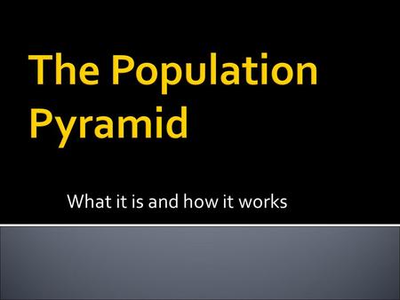 What it is and how it works. Canada 1961  Consists of two back-to- back bar graphs  population plotted on the X-axis and age on the Y- axis, in five-year.