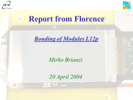 Report from Florence Bonding of Modules L12p Mirko Brianzi 20 April 2004.