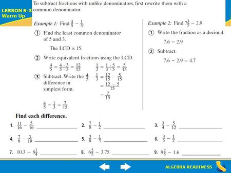 ALGEBRA READINESS LESSON 5-3 Warm Up. ALGEBRA READINESS LESSON 5-3 Warm Up.