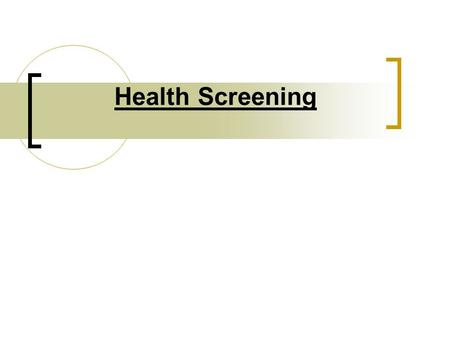 Health Screening. Questionnaire It is important that individuals are screened with a health appraisal questionnaire prior to participating in a fitness.