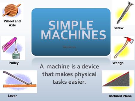 Revierw A machine is a device that makes physical tasks easier.