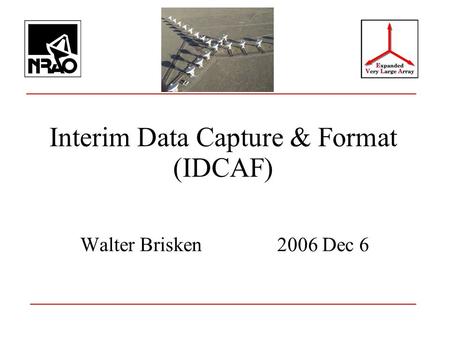 Interim Data Capture & Format (IDCAF) Walter Brisken 2006 Dec 6.