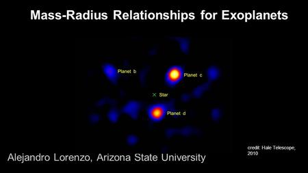 Mass-Radius Relationships for Exoplanets Alejandro Lorenzo, Arizona State University credit: Hale Telescope, 2010.