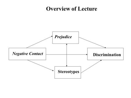 Negative Contact Stereotypes Prejudice Discrimination Overview of Lecture.