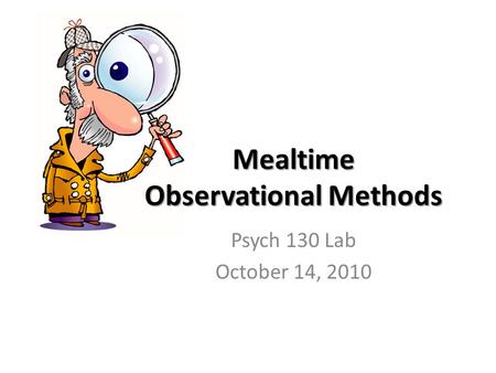 Mealtime Observational Methods