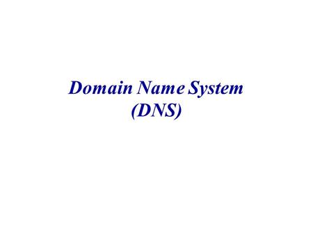 Domain Name System (DNS)