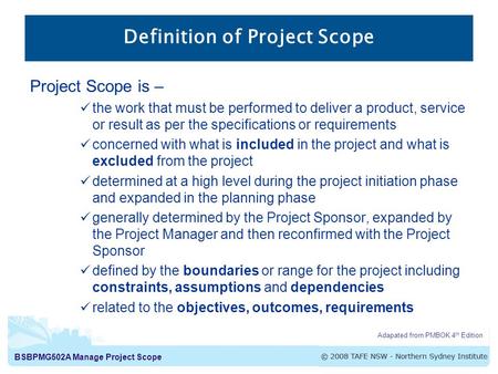 Definition of Project Scope