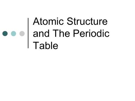 Atomic Structure and The Periodic Table