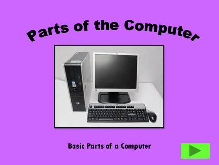 Basic Parts of a Computer B. Keyboard C. Monitor A. CPU D. Mouse.