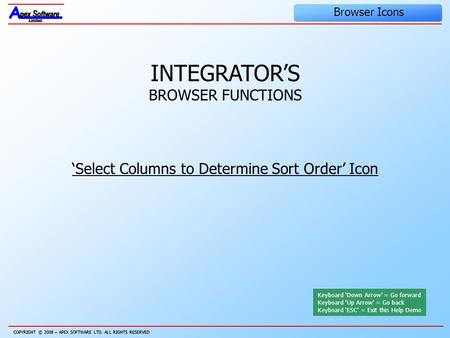 COPYRIGHT © 2008 – APEX SOFTWARE LTD. ALL RIGHTS RESERVED Human Resources COPYRIGHT © 2008 – APEX SOFTWARE LTD. ALL RIGHTS RESERVED Browser Icons INTEGRATOR’S.