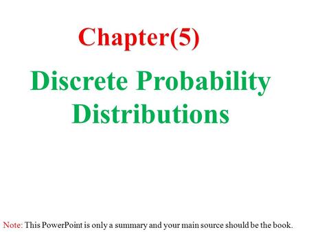 Discrete Probability Distributions