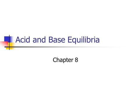 Acid and Base Equilibria