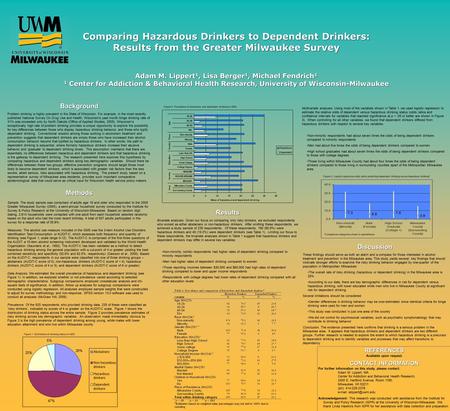 Comparing Hazardous Drinkers to Dependent Drinkers: Results from the Greater Milwaukee Survey Adam M. Lippert 1,Lisa Berger 1, Michael Fendrich 1 1 Center.