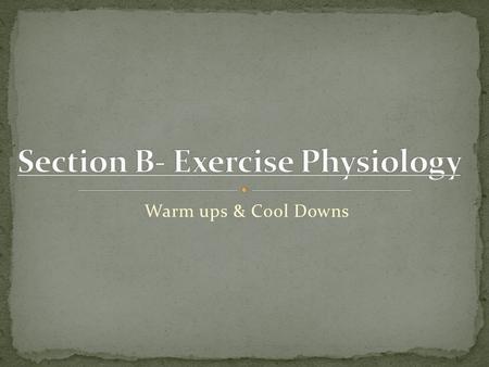 Warm ups & Cool Downs. 1. The Pulse Raiser: 5-10 min jog of increasing intensity. Aim is to: Increase Heart Rate, Increase Body Temperature and Vascular.