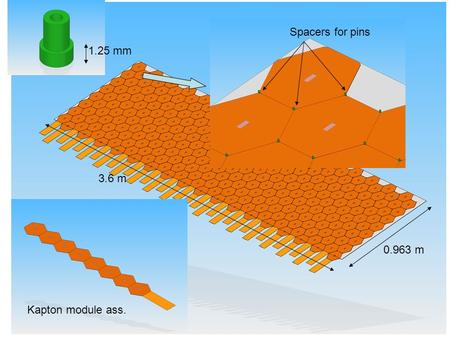 Kapton module ass. Spacers for pins 3.6 m 0.963 m 1.25 mm.