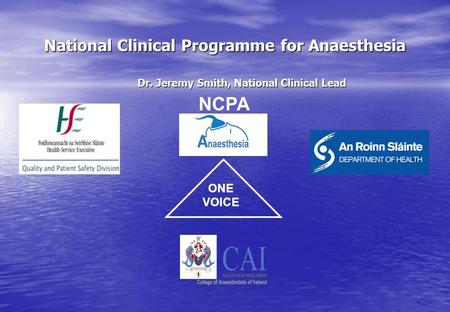 National Clinical Programme for Anaesthesia