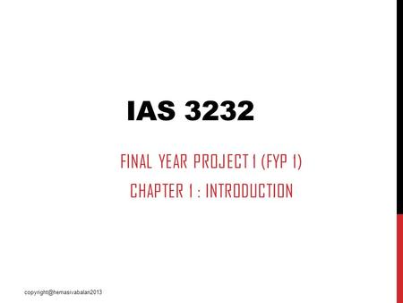 Final Year Project 1 (FYP 1) CHAPTER 1 : INTRODUCTION