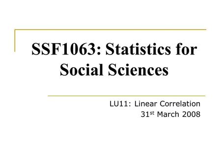 SSF1063: Statistics for Social Sciences