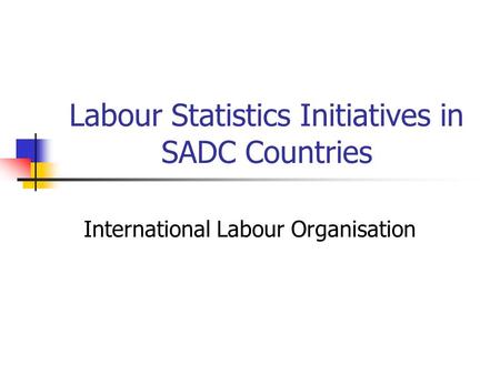 Labour Statistics Initiatives in SADC Countries International Labour Organisation.