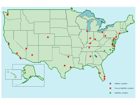 Staffed Location Future Satellite Location Satellite Location.