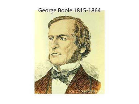 George Boole 1815-1864. Set Theory More Set Theory – Union (“OR”) X is the set of men, Y is the set of women X + Y = ? Y + X = ?