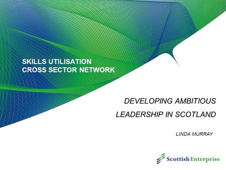 SKILLS UTILISATION CROSS SECTOR NETWORK DEVELOPING AMBITIOUS LEADERSHIP IN SCOTLAND LINDA MURRAY.