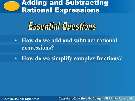 Adding and Subtracting Rational Expressions