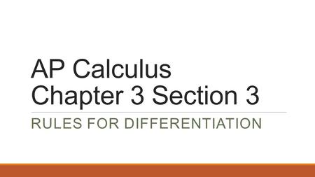 AP Calculus Chapter 3 Section 3