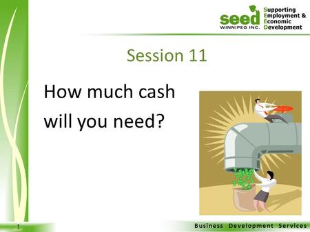 Business Development Services 1 How much cash will you need? Session 11.