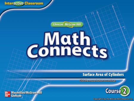 Lesson Menu Main Idea Key Concept:Surface Area of a Cylinder Example 1:Surface Area of a Cylinder Example 2:Real-World Example.