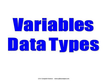 © A+ Computer Science - www.apluscompsci.com. A reference variable stores the memory address of an object. Monster fred = new Monster(); Monster sally.