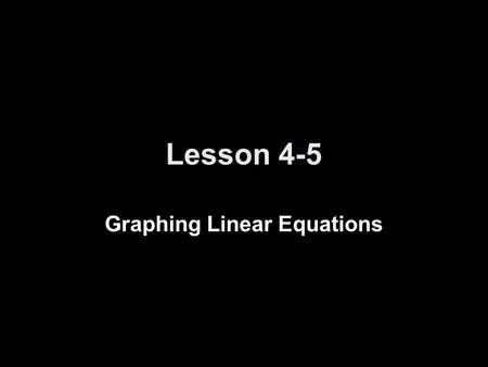 Graphing Linear Equations