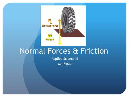 Normal Forces & Friction Applied Science III Mr. Finau.