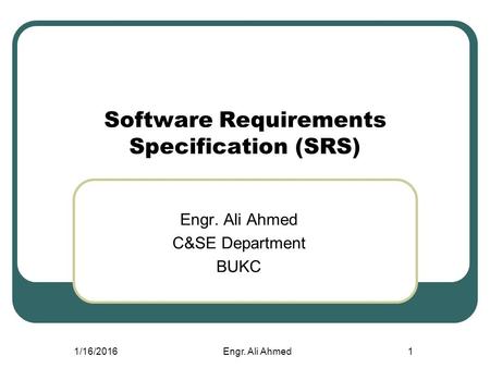 Software Requirements Specification (SRS)