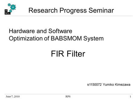 Research Progress Seminar