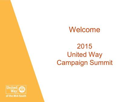 TitleJanuary 16, 2016 1 Welcome 2015 United Way Campaign Summit.