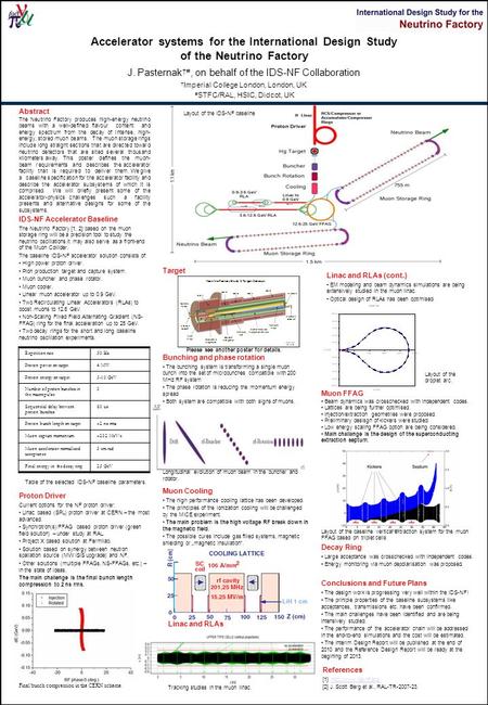 IDS-NF Accelerator Baseline The Neutrino Factory [1, 2] based on the muon storage ring will be a precision tool to study the neutrino oscillations.It may.