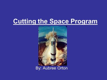 Cutting the Space Program By: Aubree Orton. Money that is spent Focus on problems on Earth The risk of human life No major scientific breakthroughs have.