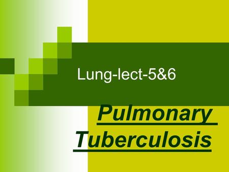 Lung-lect-5&6 Pulmonary Tuberculosis. Epidemiology: Common disease infects more than 3 millions per year around the world and about one third of world’s.