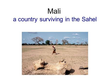 Mali a country surviving in the Sahel. Mali was a powerful African kingdom during the 1300s.