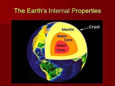 The Earth’s Internal Properties. I. Seismic Waves A. = Earthquake-generated waves traveling through the Earth’s interior B. Give us clues to the composition.