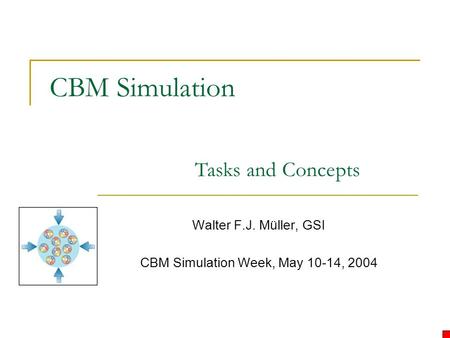 CBM Simulation Walter F.J. Müller, GSI CBM Simulation Week, May 10-14, 2004 Tasks and Concepts.