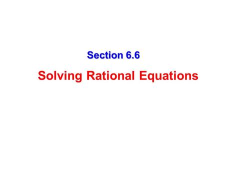 Solving Rational Equations