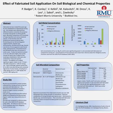 Effect of Fabricated Soil Application On Soil Biological and Chemical Properties P. Badger 1, K. Conley 1, V. Kefeli 2, M. Kalevitch 1, W. Dress 1, K.