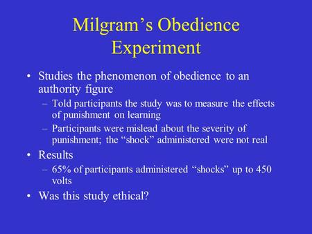 Milgram’s Obedience Experiment