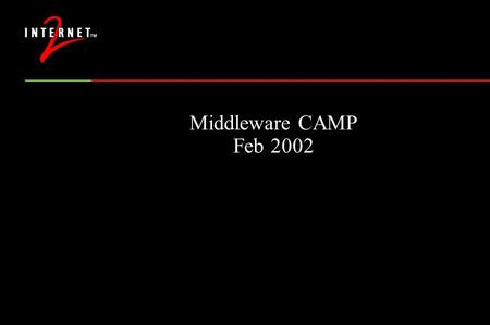 Middleware CAMP Feb 2002. Welcome Welcome to the Camp, I guess you all know why we're here. Tommy, by Pete Townsend, The Who We're not gonna take it Never.