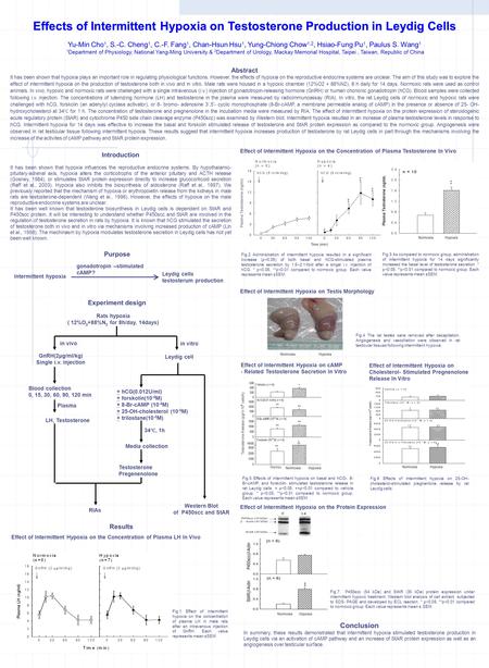 Effects of Intermittent Hypoxia on Testosterone Production in Leydig Cells Yu-Min Cho 1, S.-C. Cheng 1, C.-F. Fang 1, Chan-Hsun Hsu 1, Yung-Chiong Chow.