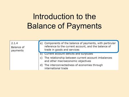 Introduction to the Balance of Payments