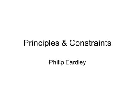 Principles & Constraints Philip Eardley. Application-agnostic The CONEX protocol should be open about (independent of) the responses it allows to the.