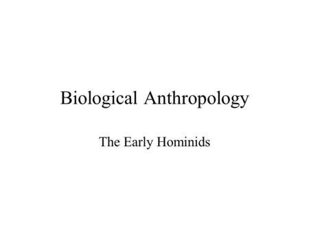 Biological Anthropology